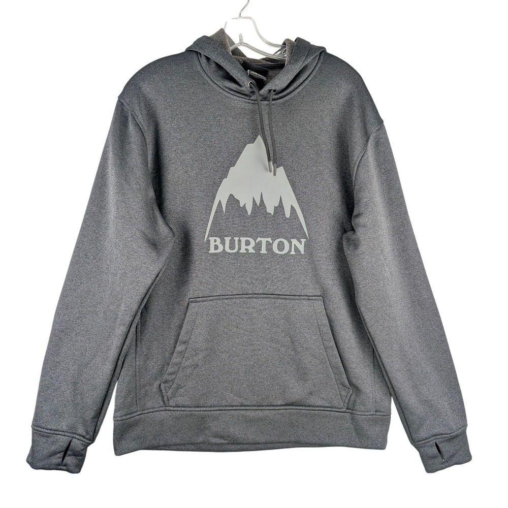 Burton Oak Pullover Hoodie Mens Large Grey Mountain Graphic Fleece Sweatshirt